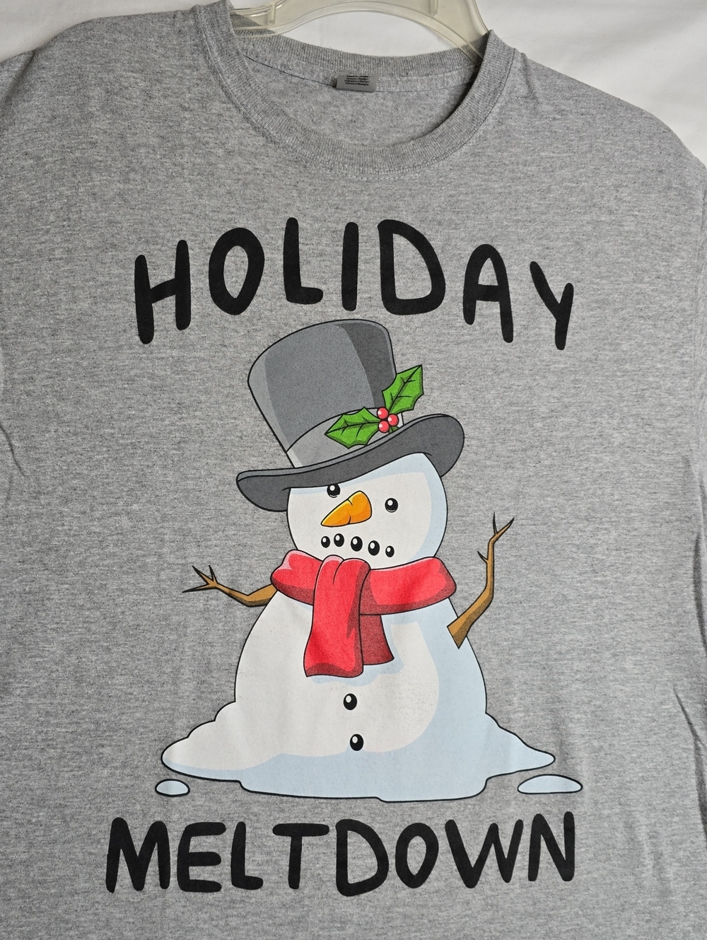 Holiday Meltdown Snowman Graphic Tee - Gray By Gildan Christmas